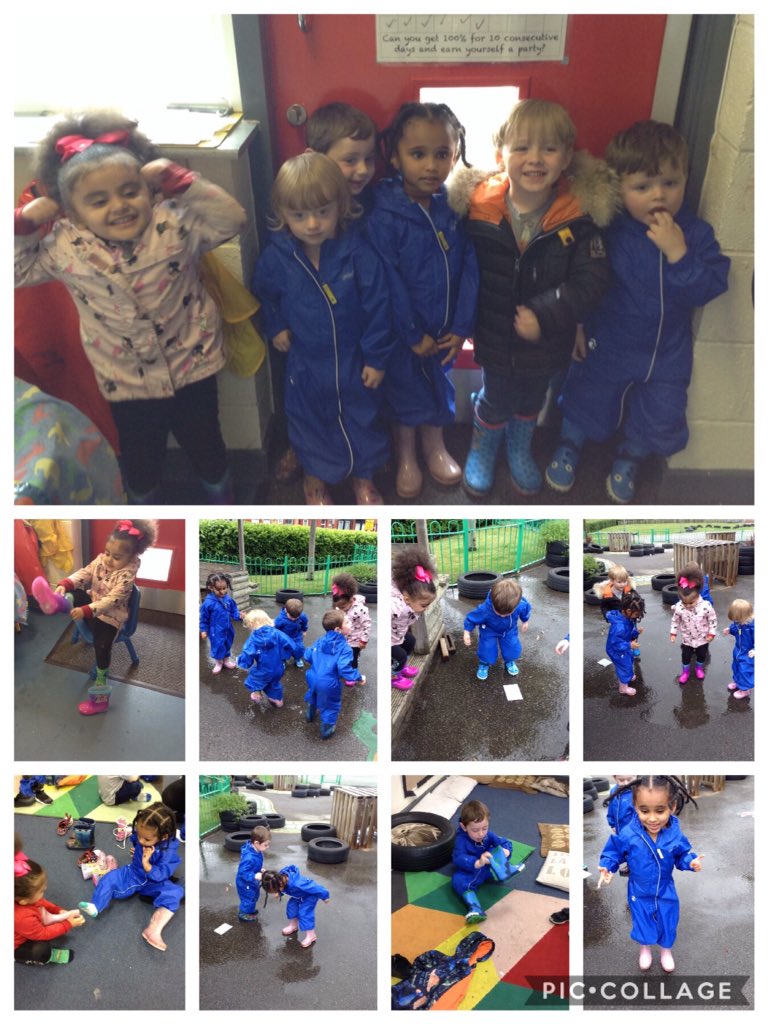 MrsThompson1989's tweet photo. What a lovely afternoon we had outside, splashing in the puddles in our wellies. The children even helped to dress themselves before going out! #PD #explorasaurus #outdoorplay @hgprimary @hgprenursery @EmmaREMAT @RainbowEduMAT https://t.co/m1Yy0PgiiP