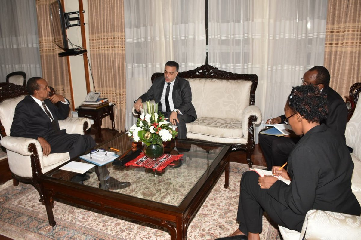 ForeignOfficeKE's tweet photo. H.E. Amb.Khayat, Ambassador of the Kingdom of Saudi Arabia to Kenya paid a courtesy call on Amb. Macharia Kamau, Principal Secretary for Foreign Affairs. The two discussed ways to strengthen Kenya-Saudi bilateral relations. @AmbMKamau @amolosango https://t.co/zn0uYZyMKG