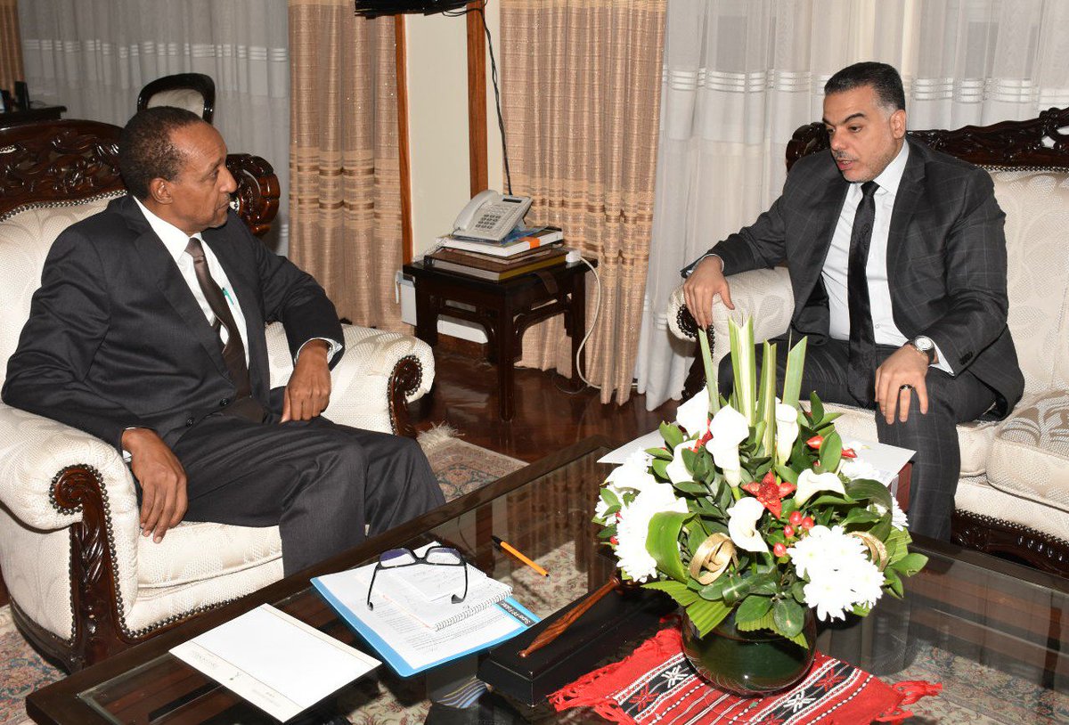 ForeignOfficeKE's tweet photo. H.E. Amb.Khayat, Ambassador of the Kingdom of Saudi Arabia to Kenya paid a courtesy call on Amb. Macharia Kamau, Principal Secretary for Foreign Affairs. The two discussed ways to strengthen Kenya-Saudi bilateral relations. @AmbMKamau @amolosango https://t.co/zn0uYZyMKG