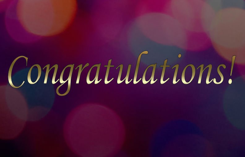 'Congratulations' on a deep pink bokeh background
