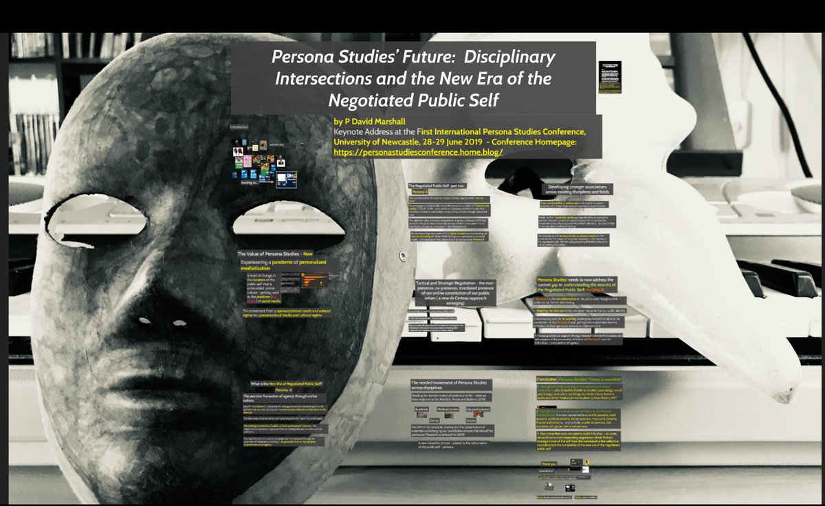 A little bit delayed in getting this out there.  I presented the opening Keynote at the #personastudies2019 conference at Newcastle University entitled Persona Studies' Future: Disciplinary Intersections and the new Era of the Negotiated Public Self.prezi.com/lto8npiptxio/?…