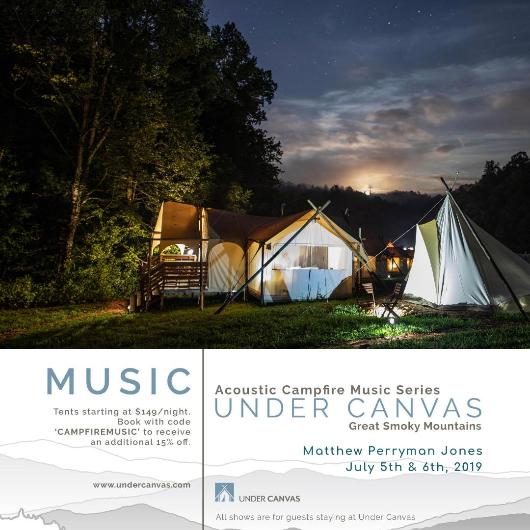 MPJ will be playing at Under Canvas Great Smoky Mountains the evening of 7/5 and 7/6 as part of their newly launched Acoustic Campfire Music Series. Come for the music, and stay for the glamping! Use the code "CAMPFIREMUSIC" to save 15% on your booking!