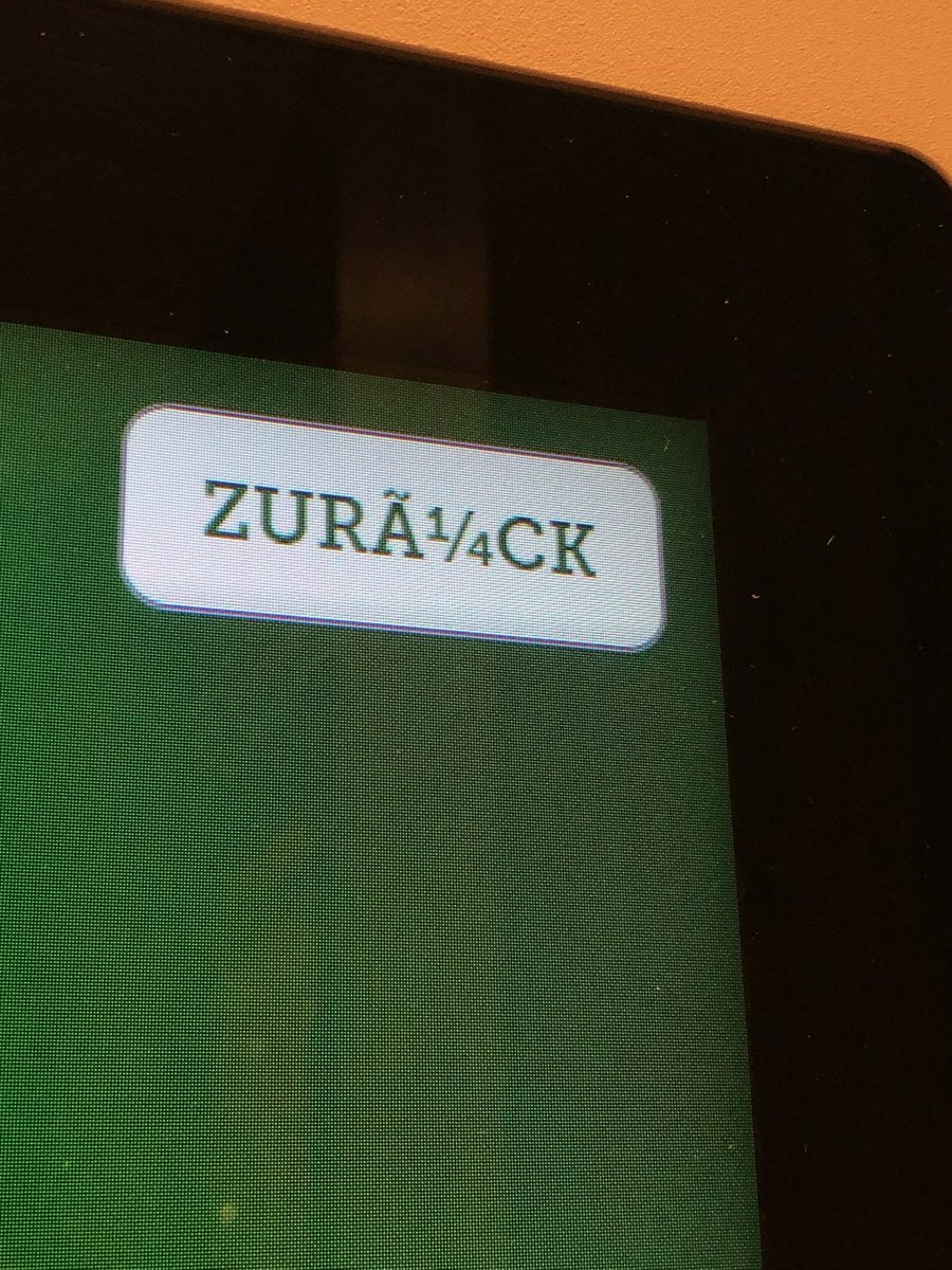 The screenshot shows a button that says ZURÃ¼CK