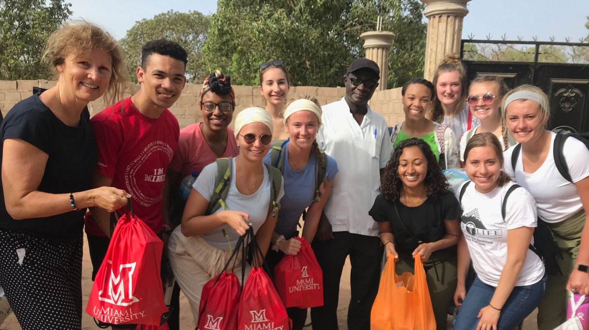MiamiUAdmission's tweet photo. At @miamiuniversity, more than 46% of students study abroad! 🌎 Students &amp; faculty on the "Health in the Gambia" trip are delivering medical supplies to Kaiaf Clinic where they will be used to treat patients.⚕️
@MiamiOH_Global   
#MiamiOHAbroad #MiamiOH #MakeItMiami #StudyAbroad https://t.co/VVDgxRFoxK