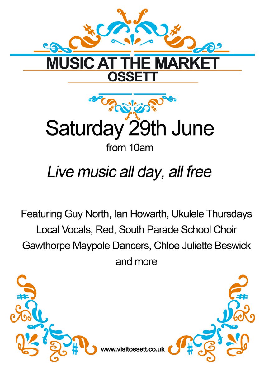 This Saturday in #Ossett live performances, all day, all free, #MATM #YFAC