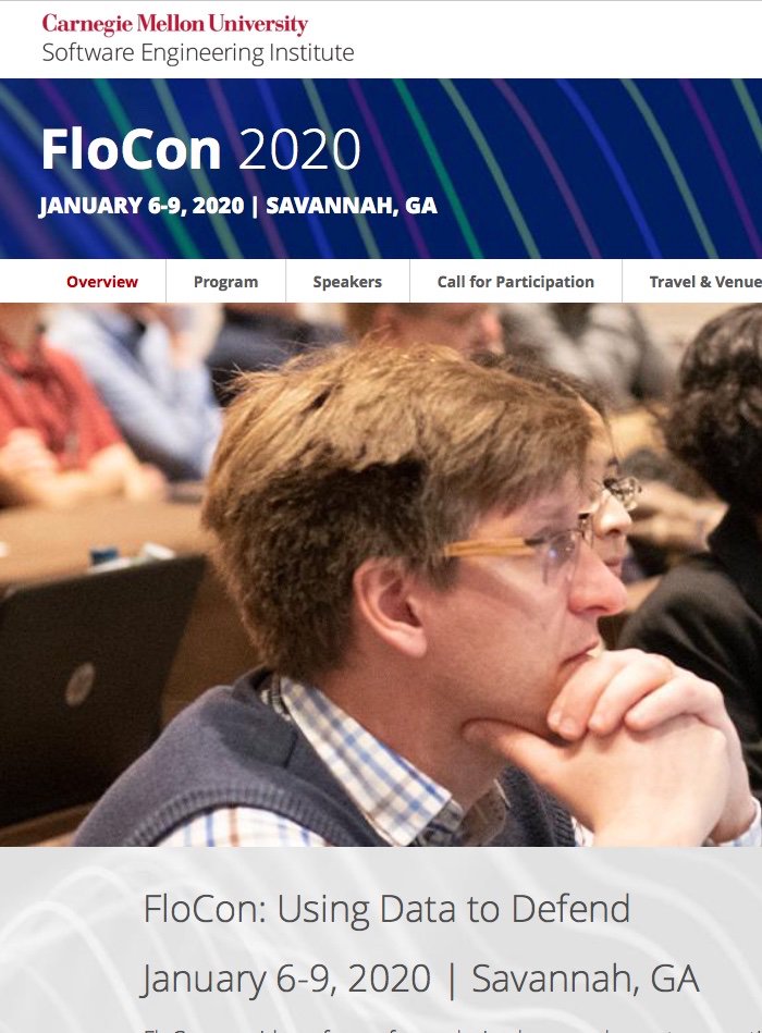 FloCon_News's tweet image. Registration for FloCon 2020 is now open. The event will take place January 6-9 in Savannah, Ga. FloCon provides a forum for exploring large-scale, next-generation data analytics in support of security operations. 

sei.cmu.edu/news-events/ne…