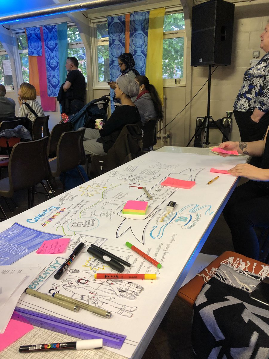 Coventry2021's tweet photo. Here at ‘Our Place at the Table’ the afternoon’s discussions, speeches and interactions are all being caught by @FeelGoodMel in her graphic recording of proceedings.
Our attendees have been well fed courtesy of @BitesCoventry too! #FlyTheFlag70 https://t.co/jpUDUCAtoL