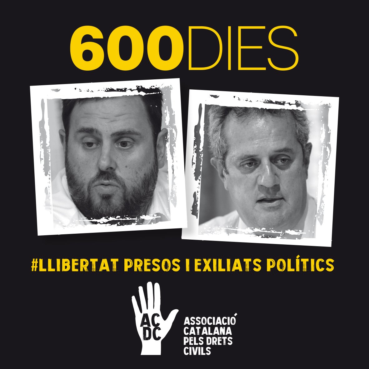 ACDretsCivils's tweet photo. 600 dies d'injustícia
600 dies de repressió
600 dies de vulneració dels seus drets i dels nostres
600 quilòmetres de la vergonya en tres dies
Lluitarem fins a la vostra llibertat @junqueras i @quimforn. https://t.co/tDWtORgrMC