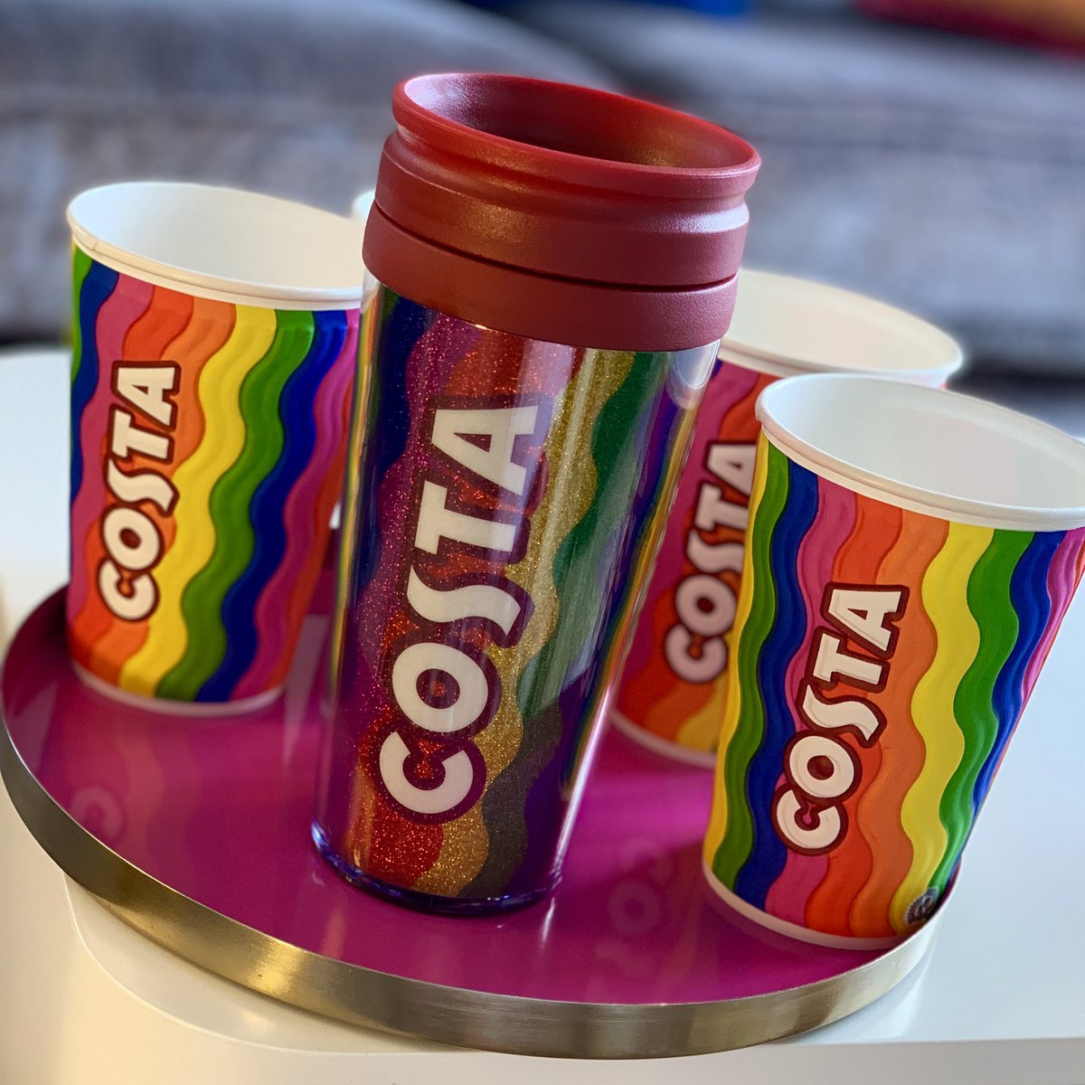 incnetworks's tweet photo. We’re loving the new @CostaCoffee #CostaPride 🏳️‍🌈 reusable cup. They’re super limited edition and only available in some Costa stores in Newcastle, Edinburgh, London, Brighton, Leeds, Glasgow and Manchester. £2 from each sale will be donated to @switchboardLGBT https://t.co/LI908QBjUY