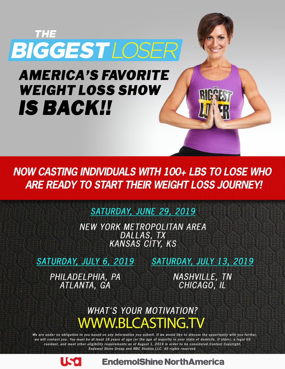 Hllywdlndcstng's tweet photo. Casting calls start this weekend! Want to go straight to the front of the line? Head over to @BLcastingteam on Instagram to see how!!! #biggestloser #thebiggestloser #weightloss #castingcalls https://t.co/SESRoQye74