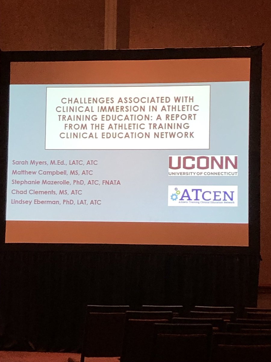 AssocATEdu's tweet photo. Sarah Myers presenting on Challenges Associated with Immersion, A Report from the Athletic Training Clinical Education Network #atcen #aate @clemench https://t.co/Ybxy967Jg0