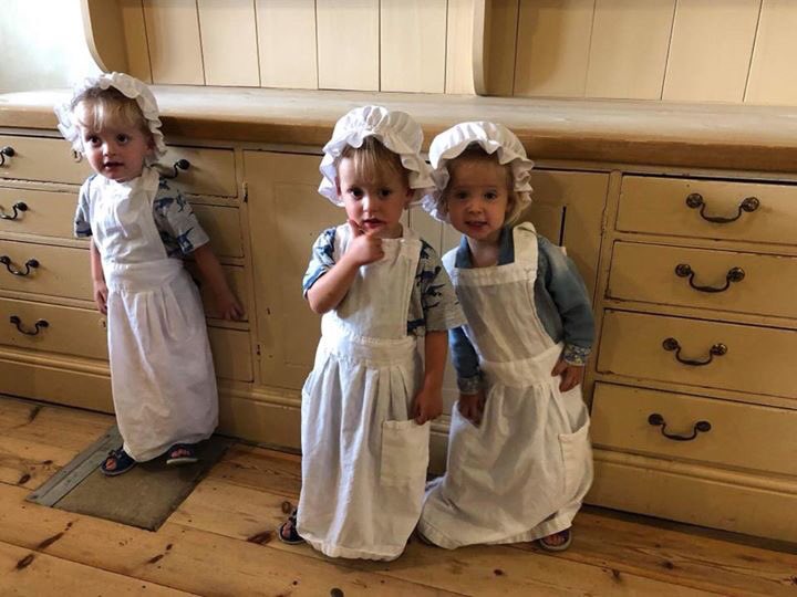 Barnowls1's tweet photo. @BBCTheOneShow My triplet grandchildren as Victorian maids! https://t.co/asL6B9PHmm