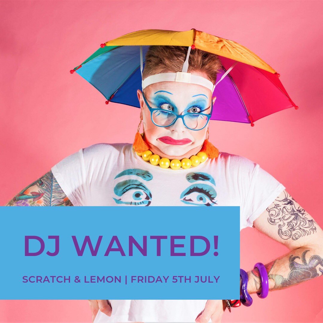 CuriousArts's tweet photo. 📣 We need a DJ 📣 Are you/do you know a DJ that’s unusually available 10pm-12am on Fri 5th July, that could DJ alongside Ginny Lemon @Alphabetti after #scratchandlemon?!  DM @CuriousArts &amp; let us know about your experience/tunes you play &amp; the gig could be yours! #dj #newcastle https://t.co/35UUqZZq0R
