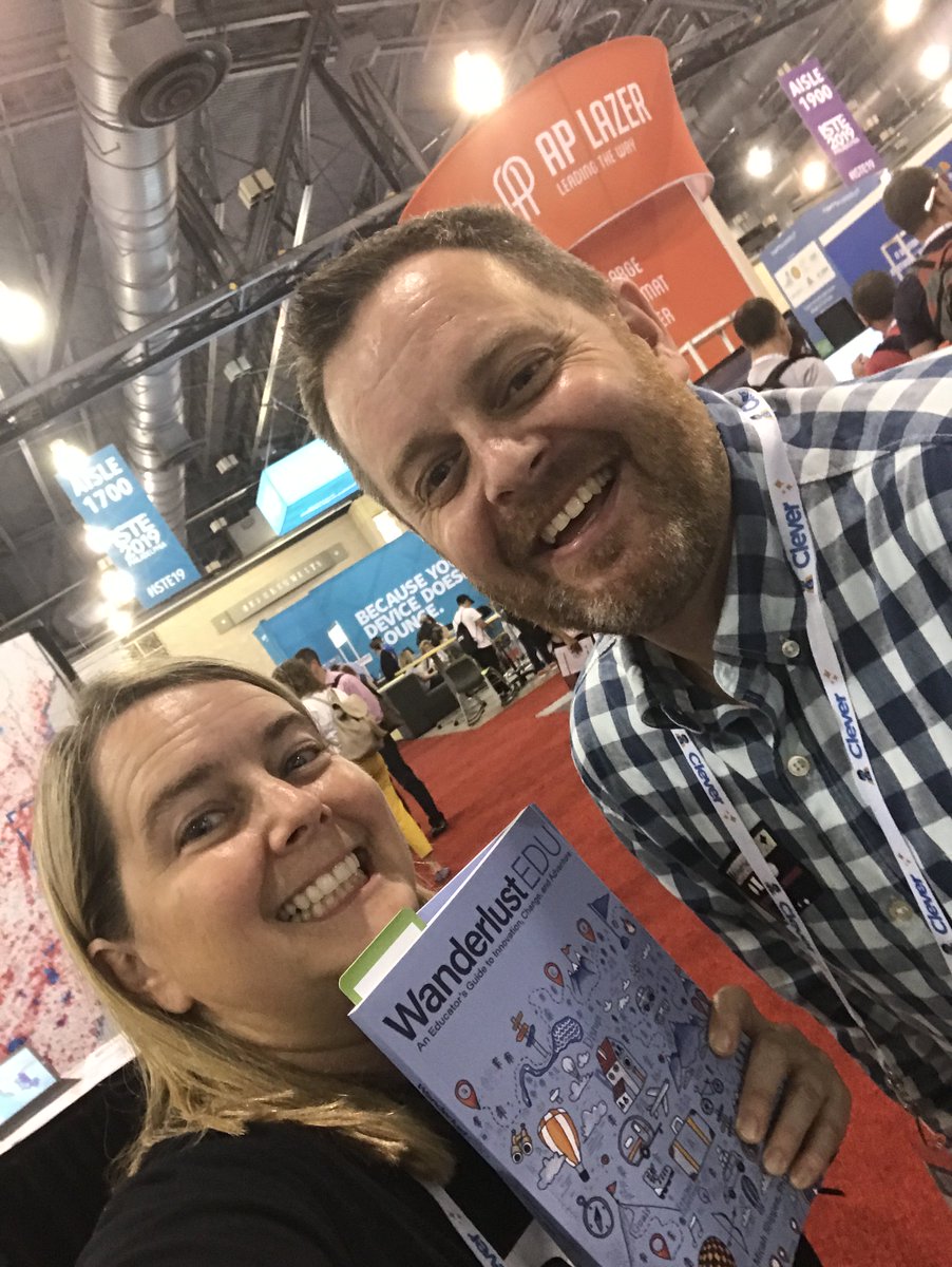 RCMcLean's tweet photo. How’s a network work? Your colleague texts you a tweet from @micahshippee about a #WanderlustEDU book talk and signing so you snag the opportunity at #ISTE19 https://t.co/adFqsSPVUQ