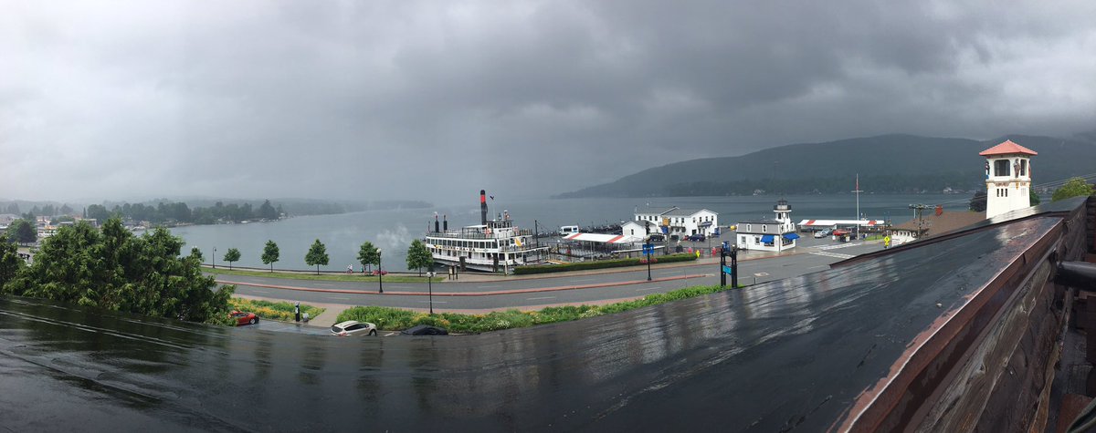The view of Lake George from the top of Fort William Henry. Still gorgeous in the rain. #nofilter