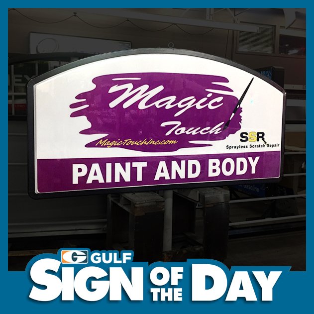 GulfDevSigns's tweet photo. Today's Sign of the Day: Magic Touch Paint And Body
https://t.co/e9dpoDADcx
#signoftheday #gulfdevelopment #gulfdevsigns #businesssigns https://t.co/FcYS0pu9SX