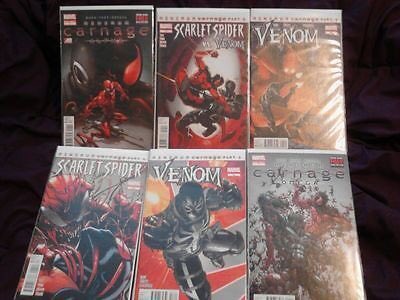 Next, Carnage faces off against Scarlet Spider (Kaine) and Agent Venom in Minimum CarnageCarnage fights Venom and Scarlet Spider in the macroverseStory is told in:Minimum Carnage AlphaScarlet Spider 10Venom (2011) 26Scarlet Spider 11 Venom (2011) 27Minimum Carnage omega