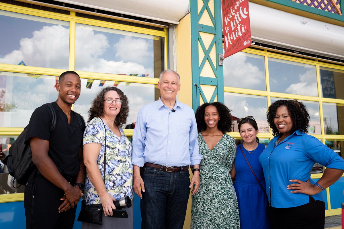 JayInslee's tweet photo. A lot of people are wondering how I’m preparing for the debate tomorrow. I’m in Miami, listening to people on the frontlines of the climate crisis. #DemDebates https://t.co/XTVQhYu2ig