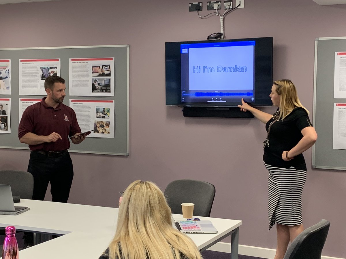 HopkinTeach's tweet photo. A pleasure hosting our Apple iPad training event @StCyresSchool this evening with @CyresDt and @MrsHilltoutArt. Enhancing presentations with Keynote #AppleEduChat #EveryoneCanCreate @AppleEDU #StCyresChat #ADE2019 https://t.co/iUe4Zmf3uP