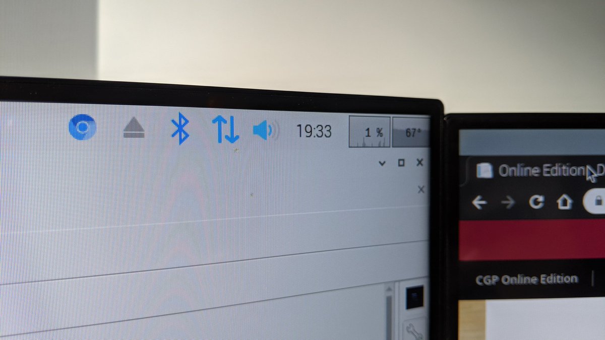 all_about_code's tweet photo. #DesktopPiChallenge Update:
With a few tabs of chrome open, reading an online revision book and got a few libre office files open. The @Raspberry_Pi 4 is around 67Β°C in temperature.
This is very usable as a day to day desktop computer! https://t.co/jV1R7JL1of