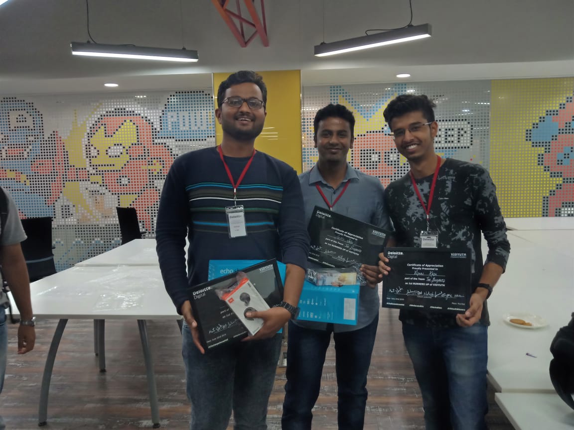 vis_cus's tweet photo. A day to remember!!
The rise from being #Earlybirds to 2nd position at "Vidyuth - A Salesforce Hackathon"
Kudos to @DeloitteIndia &amp; Vidyuth team for such an amazing event.
Special thanks to @cloudalyze @NiranjanMankame and @jayeshtej
#DeloitteVidyuth2019 #TheBuoyants
#salesforce https://t.co/vkrz4yy773