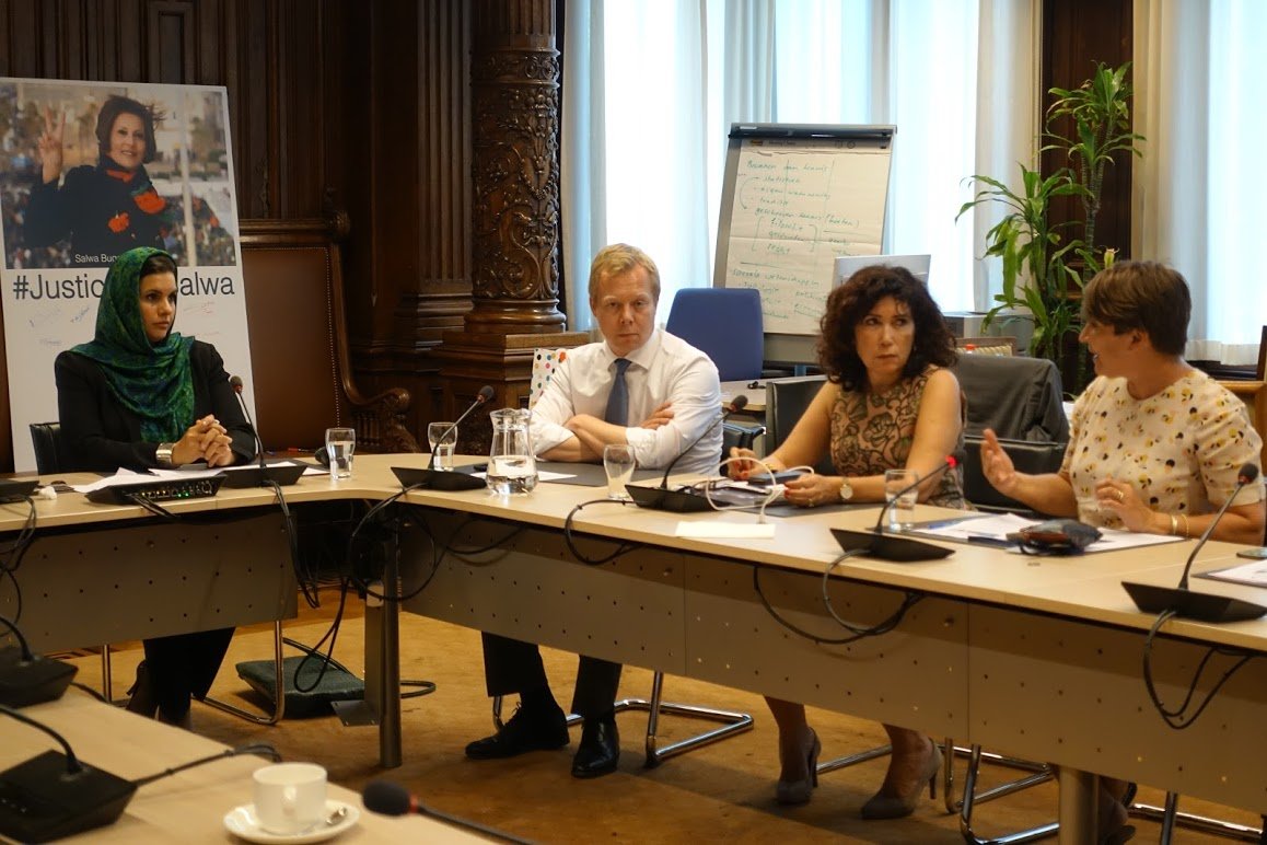ZahraALanghi's tweet photo. Libya needs justice more than it needs political tokenism. International investigations prosecutions & accountability can bring an end to the impunity reigning Libya. From today's briefing at the Dutch Parliament's session on ending impunity commemorating salwa #JusticeForSalwa https://t.co/lhOCANFwST