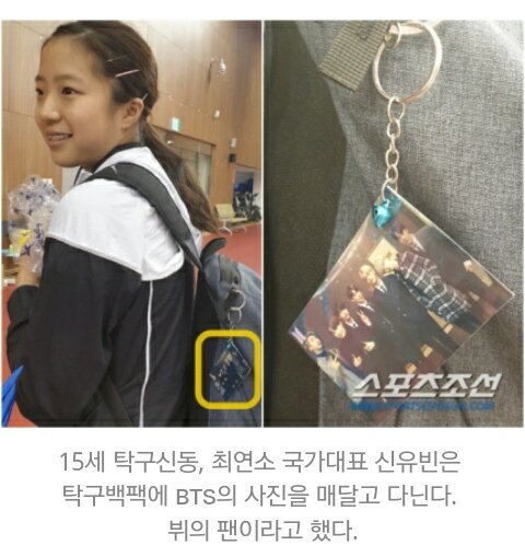 43. Korea's pride Shin Yubin, the youngest table tennis genius with a Taegeuk mark recently shared that she likes BTS and is a big fan of Taehyung  She also has a photo of BTS on her backpack. Talent attracts talent  #BTSV  @BTS_twt  #V    #Taehyung  https://m.sports.naver.com/general/news/read.nhn?oid=076&aid=0003432848