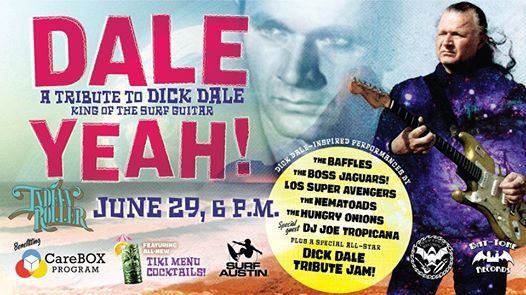 This Saturday, we are teaming up w/ <a href="/deepeddyrecords/">Deep Eddy Records</a> to bring you a Dick Dale tribute show w/ <a href="/thebaffles/">The Baffles</a> <a href="/LandsharkSurf/">The Boss Jaguars!</a> <a href="/LSAsurfrock/">Los Superavengers</a> <a href="/TheNematoads/">The Nematoads</a> <a href="/SurfAustin1/">Surf Austin®</a> <a href="/AustinTXSurfs/">Austin Surfs</a> <a href="/Bat_ToneRecords/">Bat-Tone Records</a> &amp; Hungry Onions! Come out for great music &amp; a great cause! RSVP buff.ly/2RzTSPn