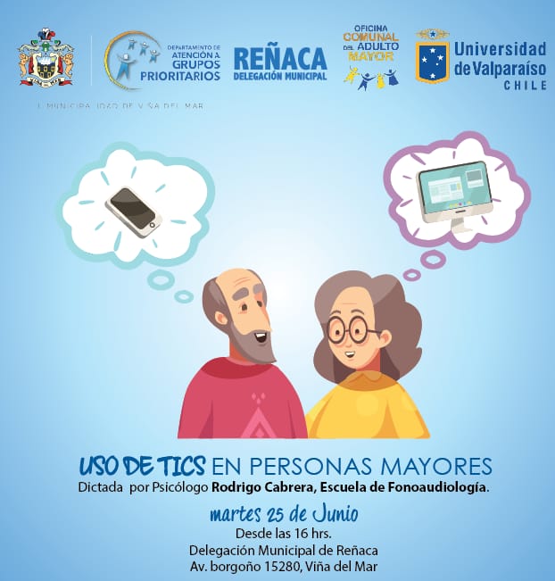dagpmunivina's tweet photo. [HOY - 16.00] Atención Vecinos de Reñaca, Charla Uso de TIC's en Personas Mayores, Delegación Municipal Reñaca #adultomayor #vinadelmar #ViveViña https://t.co/mSvMqB5AWT