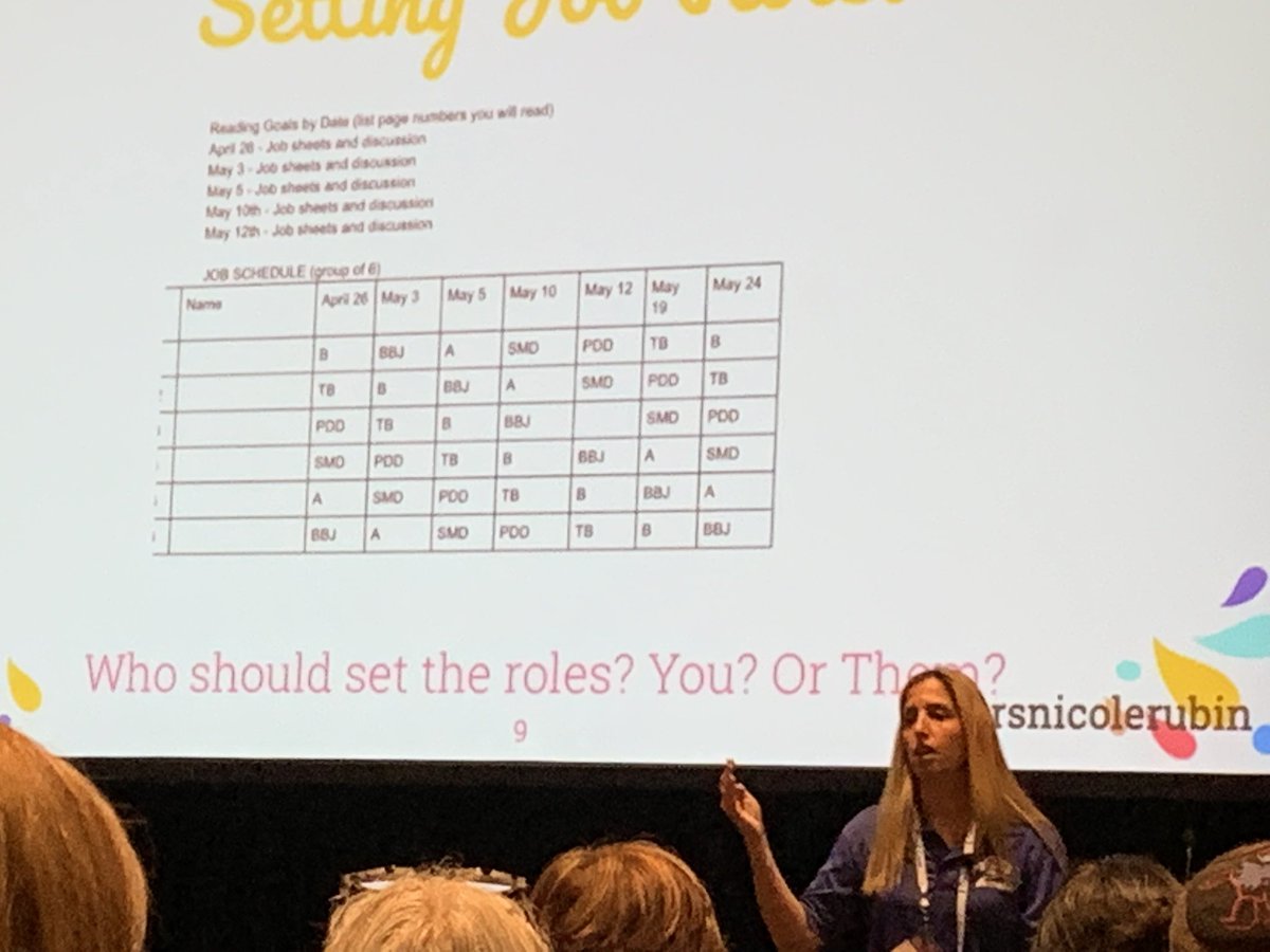 thebookteacher's tweet image. I’m excited to be in a room full of educators looking to modernize their book clubs with @mrsnicolerubin #ISTE19 #BTEdTech