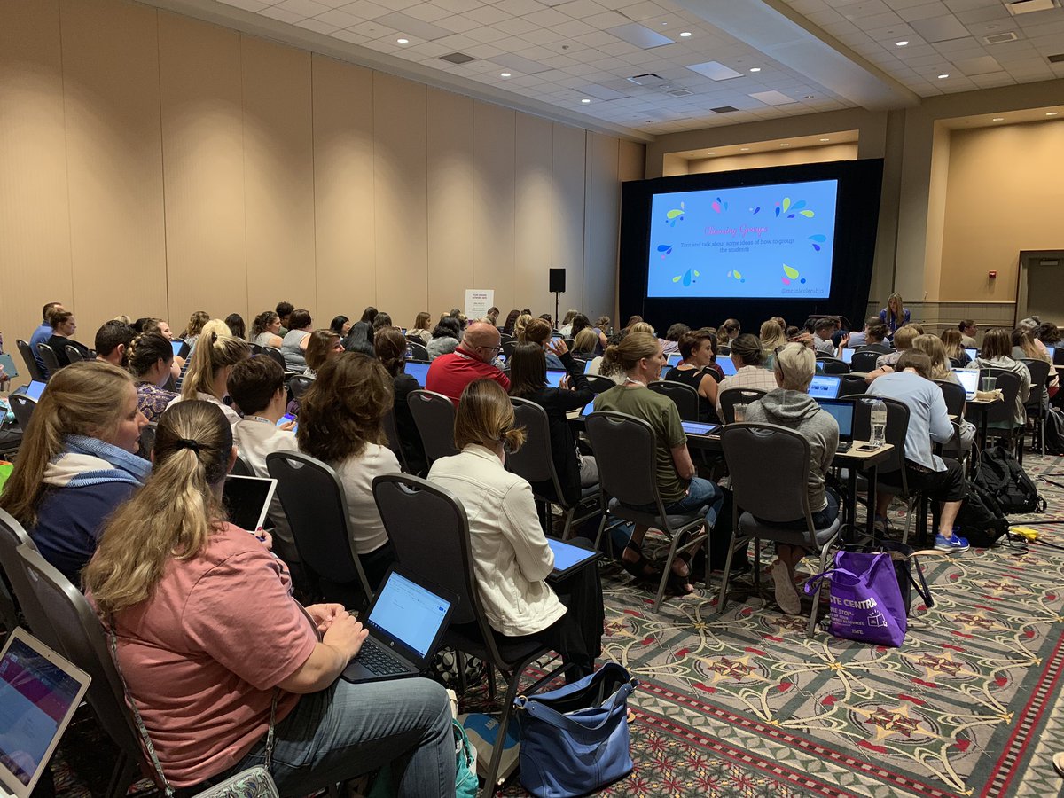 thebookteacher's tweet image. I’m excited to be in a room full of educators looking to modernize their book clubs with @mrsnicolerubin #ISTE19 #BTEdTech