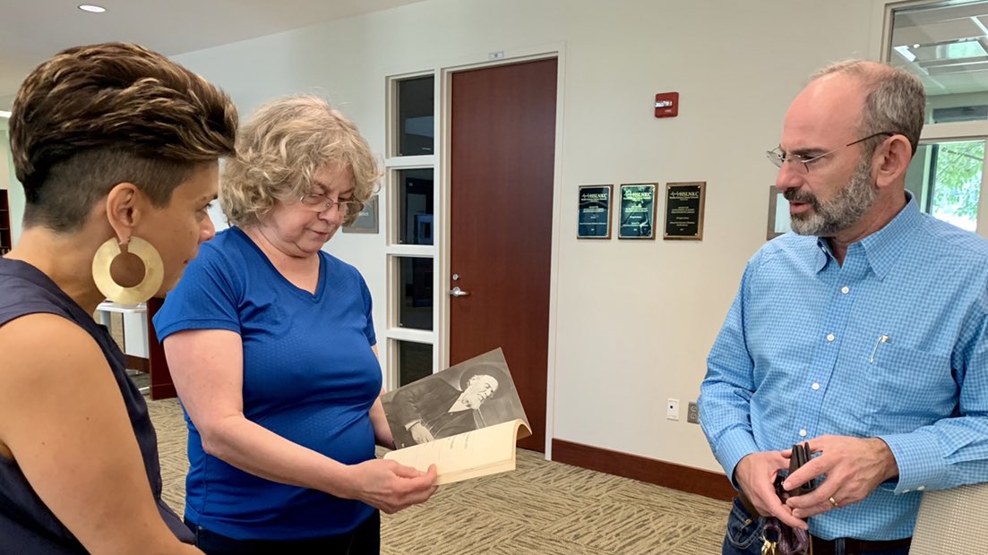 KansasCityU's tweet photo. .@KCUMBpresident led @KC_Museum director Anna Marie Tutera through a tour of KCU’s historical archives. The possibilities for future collaborations are exciting!
#MakingAMuseumKC #HowWeDoKC #KCcommunity https://t.co/ES5rKohyqH