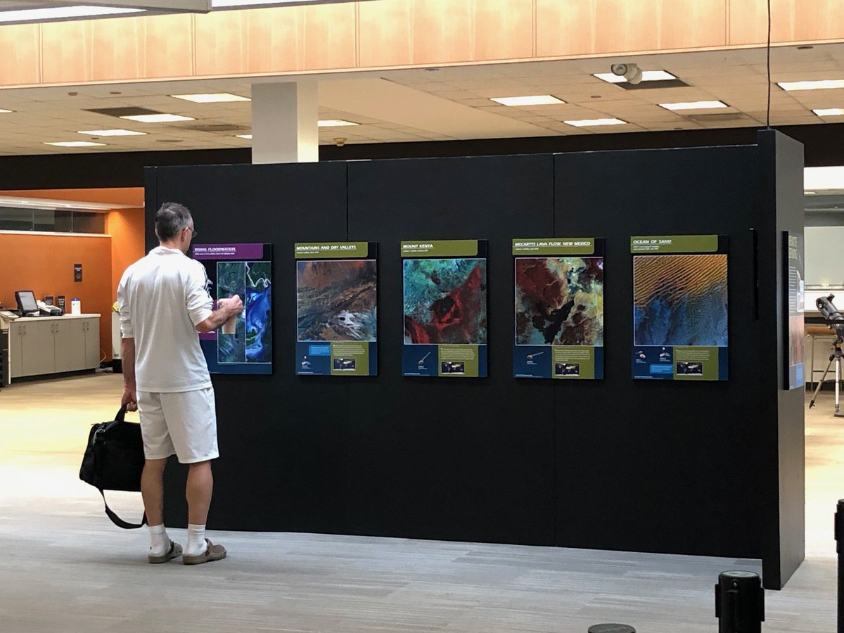 ahml's tweet photo. Visit #EarthfromSpace @ahml now through August 11 on the first floor the library. #Earth from #Space is brought to you courtesy of the #UnitedStatesGeologicalSurvey and the #SmithsonianInstitution #libraryexhibits #arlingtonheights #summerlearning #summerreading #ItsOutThere https://t.co/0kQwcb6gbB