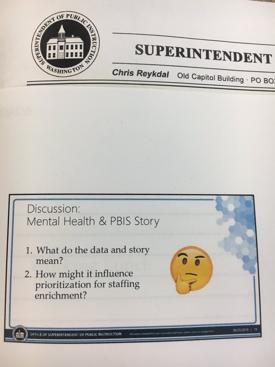 kurtawsp's tweet photo. At OSPI’s Staffing Model Wkgroup. Just presented w/ Dr. Swain-Bradway on the staffing needs for all schools to fully implement the system of PBIS. Data is clear...PBIS is THE system for optimal outcomes. #increaselearning #reducestress #lead4equity @AWSP_Principals @waOSPI https://t.co/cCA4JNdMkm