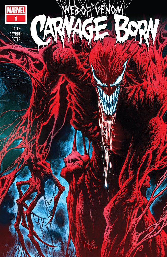 Carnage’s next appearance is the Web of Venom: Carnage Born one shot comic! This comic involves a Cult devoted to Knull attempting to ressurect Carnage via Knull’s Grendel Symbiote!