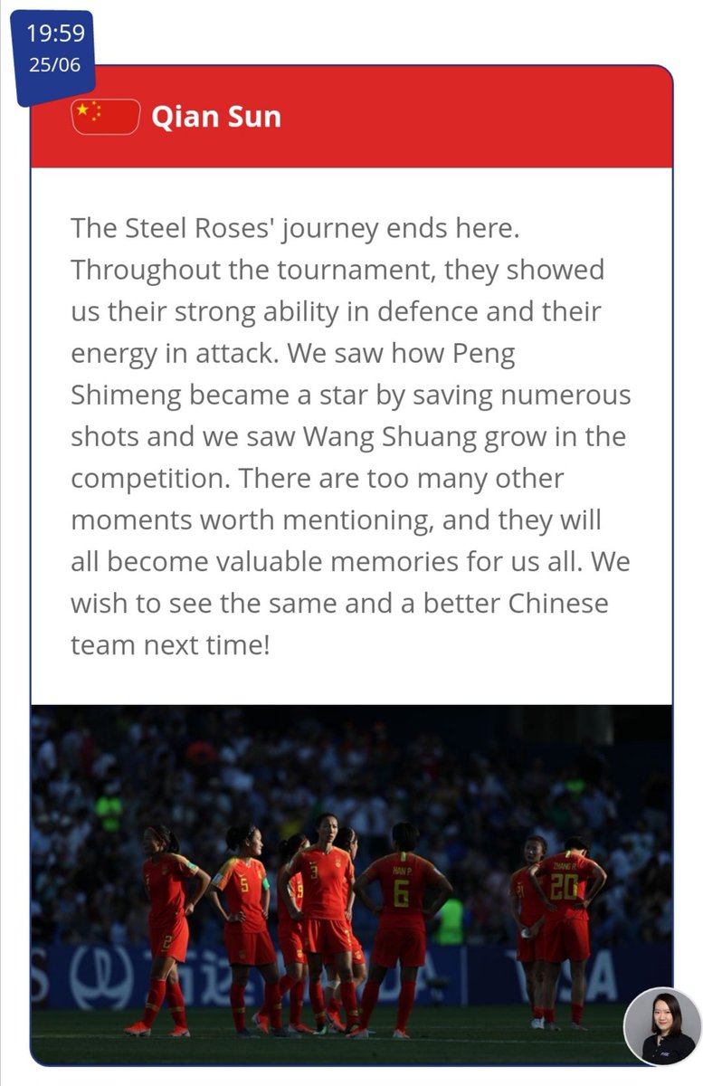 FIFAWWC_CHN's tweet photo. 一路走来，有欢笑，也有泪水。希望我们都能给心里那个想要做到最好的自己一个拥抱，原谅那些不美好，而铭记那些充满力量和友爱的时刻。过往的伤痕终将成为勋章，而我们，终会成为更好的自己。🌹🌹🌹 https://t.co/jRtdh9bwq3