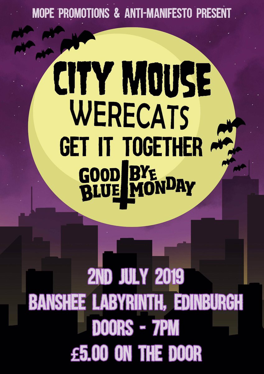 Next 2 shows in the Anti / Mope Summer Fest -

30/6 - The Banshee Labyrinth - <a href="/ogikubostation/">ogikubostation</a> <a href="/murderburgersUK/">The Murderburgers</a> <a href="/PaperRifles/">Paper Rifles</a> 

2/7 - The Banshee Labyrinth - <a href="/citymousepunk/">City Mouse</a> <a href="/WerecatsPeckham/">Werecats</a> <a href="/GetItTogetherUK/">Get It Together</a> @goodbye_blue