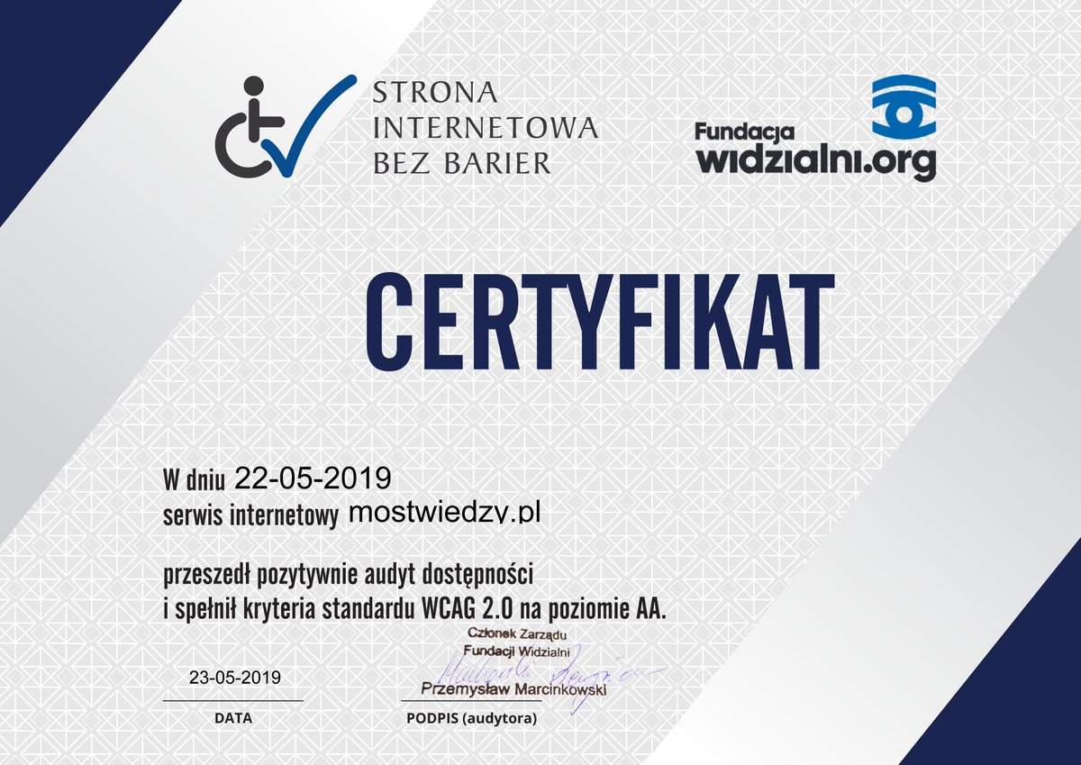 MOST Wiedzy dostępny! : ) #mostwiedzy #politechnikagdanska #wcag #accessibility sprawdź sam: mostwiedzy.pl
