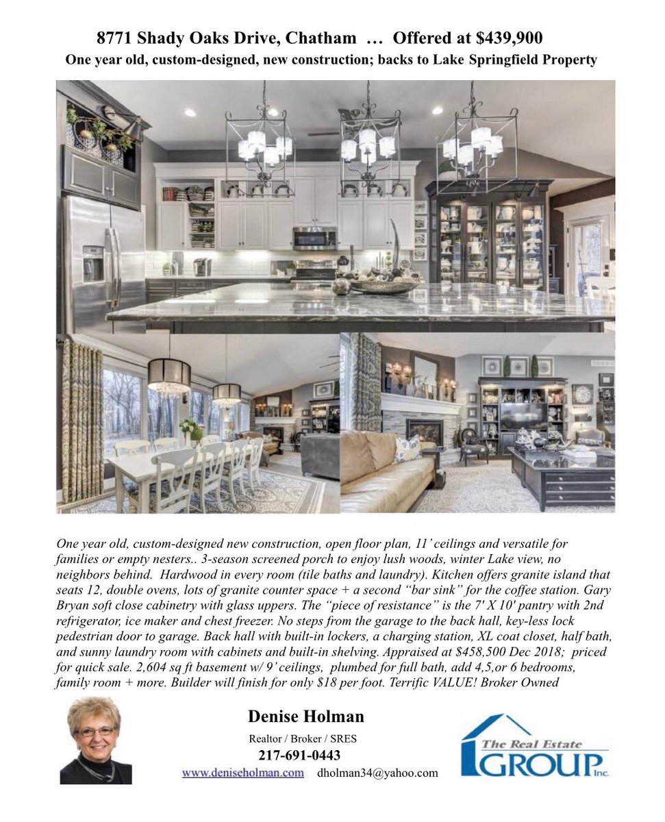 dholman34's tweet photo. I’d love to show you this custom built, 1 year old home in Chatham.  
8771 Shady Oaks Dr. $439,900. Denise Holman The Real Estate Group 
217-691-0443 https://t.co/ubAlSK5sMO