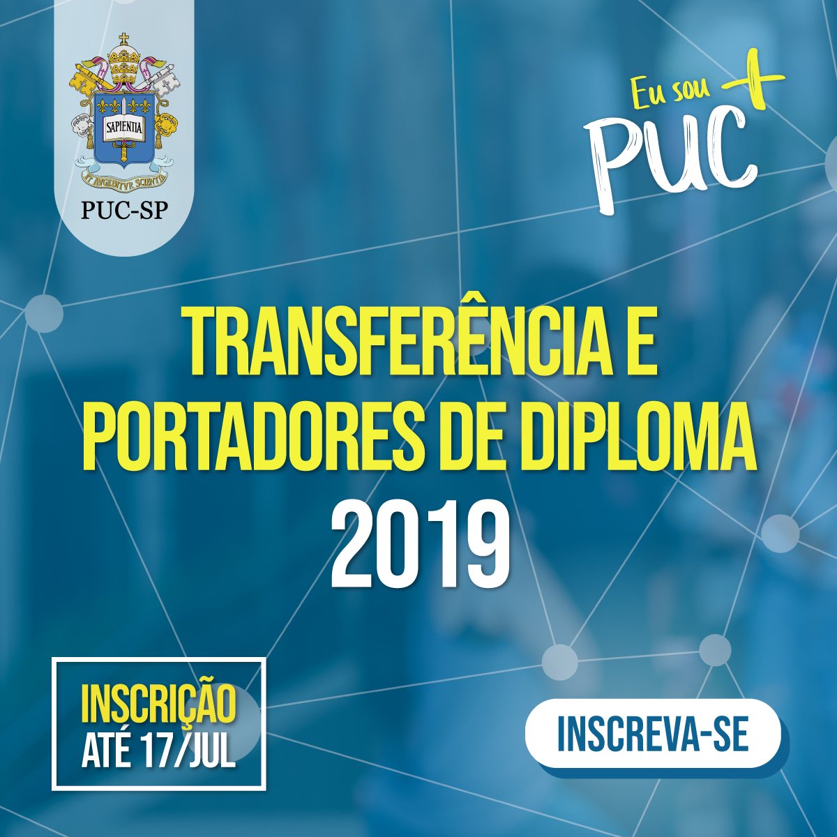 puc_sp's tweet photo. É estudante de #graduação de outra instituição de ensino superior e quer pedir transferência para a @puc_sp? Ou já possui uma graduação e quer fazer outra? #VemPraPUCSP: processo seletivo com inscrições abertas, até 17/7, no site: https://t.co/07M3sN7DF0. https://t.co/RwSwvBANvy