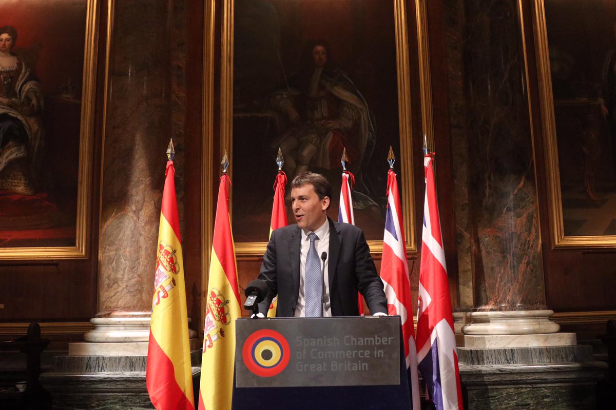 SpainChamberUK's tweet photo. "We leave the EU not as a shy and deteriorating nation, but a confident and ambitious one" says the Guest of Honour, Minister @JohnGlenUK #SpanishChamberAGM https://t.co/4Yd8C40Csc