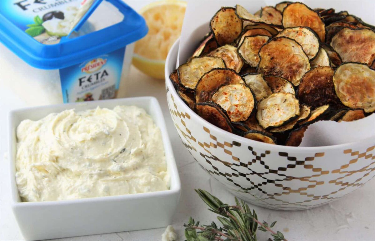 Crisp, tangy, and healthy-- this recipe for zucchini chips with feta dip will be a go-to all summer long: bit.ly/2HwRRQP