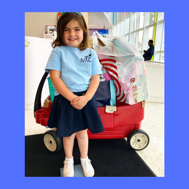 MTCRegional's tweet photo. MTC students participate in service projects all year. But how nice to see one of our own preschool students, Georgia Diaz, donate her birthday gifts to the children at CHOP. #MTCextraordinary #mtcschool #catholicschools #service #preschool #giving https://t.co/fs8BMbW0iA