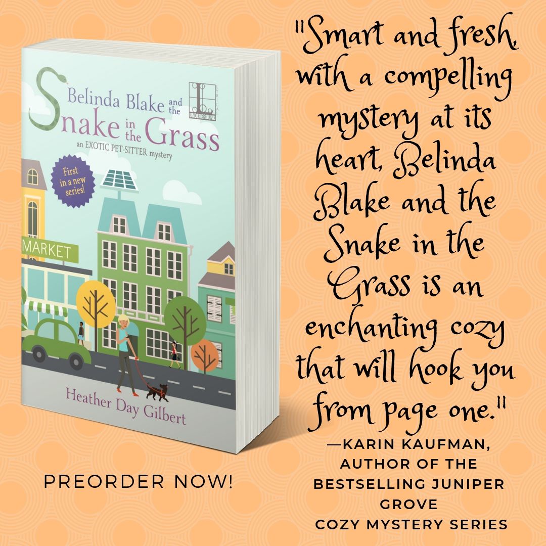 KatherineSJones's tweet photo. New cozy mystery with a touch of whimsy! Belinda Blake and the Snake in the Grass by Heather Day Gilbert | Q&amp;A + #giveaway https://t.co/Jnku2UMBPC https://t.co/n8g6ixVu2O