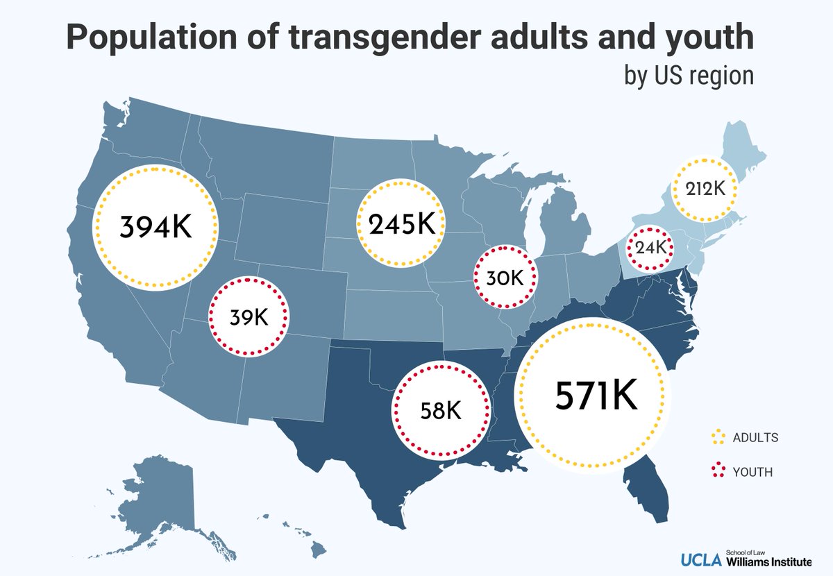 The South is home to the largest population of adults and youth in the US who identify as transgender.