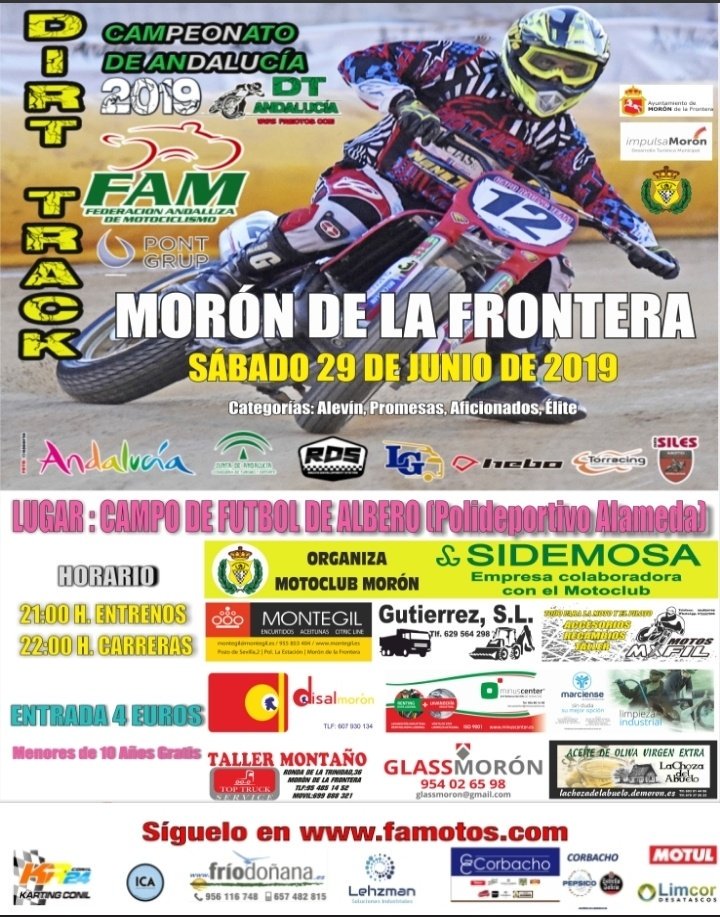 #motoclubmoron - Sábado 29 de Junio 2019 - #campeonatodeandalucía #dirttrack #morondelafrontera <a href="/deportemoron/">DXT Morón</a> <a href="/famotos/">Federación Andaluza de Motociclismo</a> <a href="/MoronInfor/">moroninformacion.es</a> <a href="/TurismoMoron/">Turismo Morón</a> <a href="/RadioMoronSER/">Radio Morón, Cadena SER</a> <a href="/elCorreoWeb/">El Correo de Andalucía</a> <a href="/diariosevilla/">Diario de Sevilla</a> <a href="/Ocio_en_Sevilla/">Ocio en Sevilla</a> <a href="/abcdesevilla/">ABC de Sevilla</a> <a href="/Arahalcomunica/">Ayuntamiento de Arahal</a> <a href="/turismoUtrera/">Turismo Utrera</a> <a href="/24Marcosramirez/">Marcos Ramírez</a>  RT GRACIAS!!