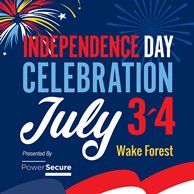 WakeForest_NC's tweet photo. The 2019 @WakeForest_NC Fireworks Spectacular is Wed, July 3, inside Husky Stadium on the @HHS_Huskies campus. Gates open at 5:30 pm &amp; the program begins at 6 pm. Admission is free &amp; our headliner is Sleeping Booty. For complete details, visit https://t.co/DGYGXNYHSU. https://t.co/dXhIwhlpnN