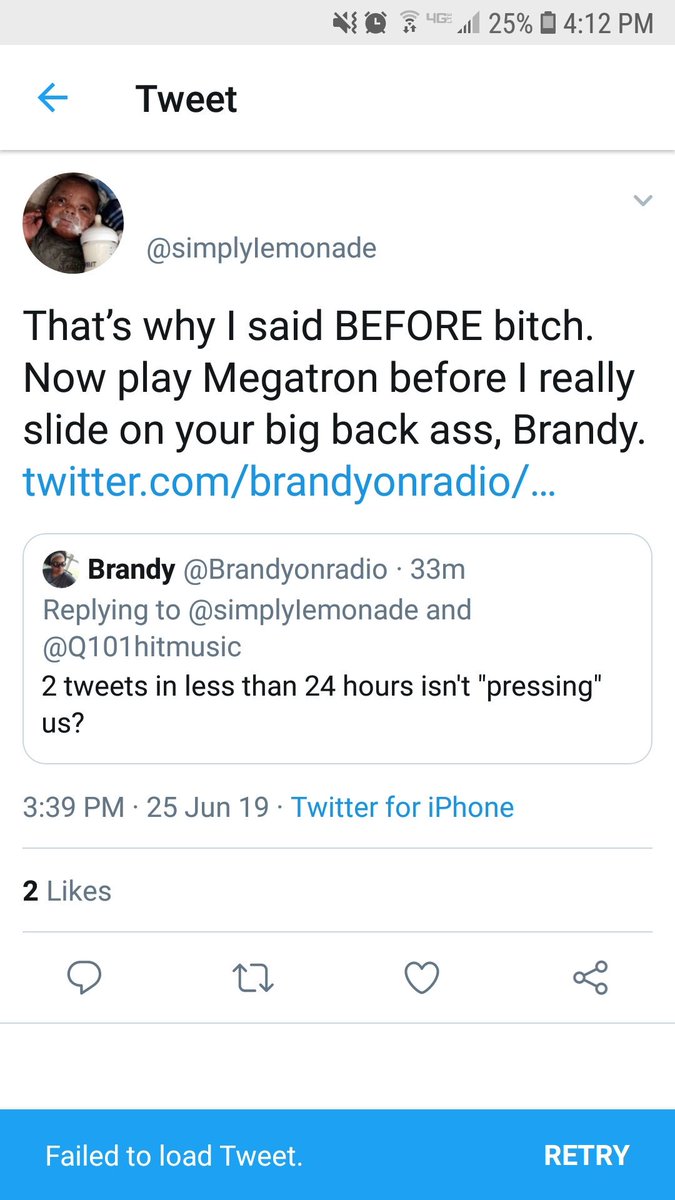 Brandytalks's tweet photo. Heads up. There are better ways to get your fave artist's song on the radio than insulting me and then blocking me because you can't own your smack...#wishthaticouldhavethisscreenshotforlife #ohwaitican https://t.co/cBpoxlYOj2