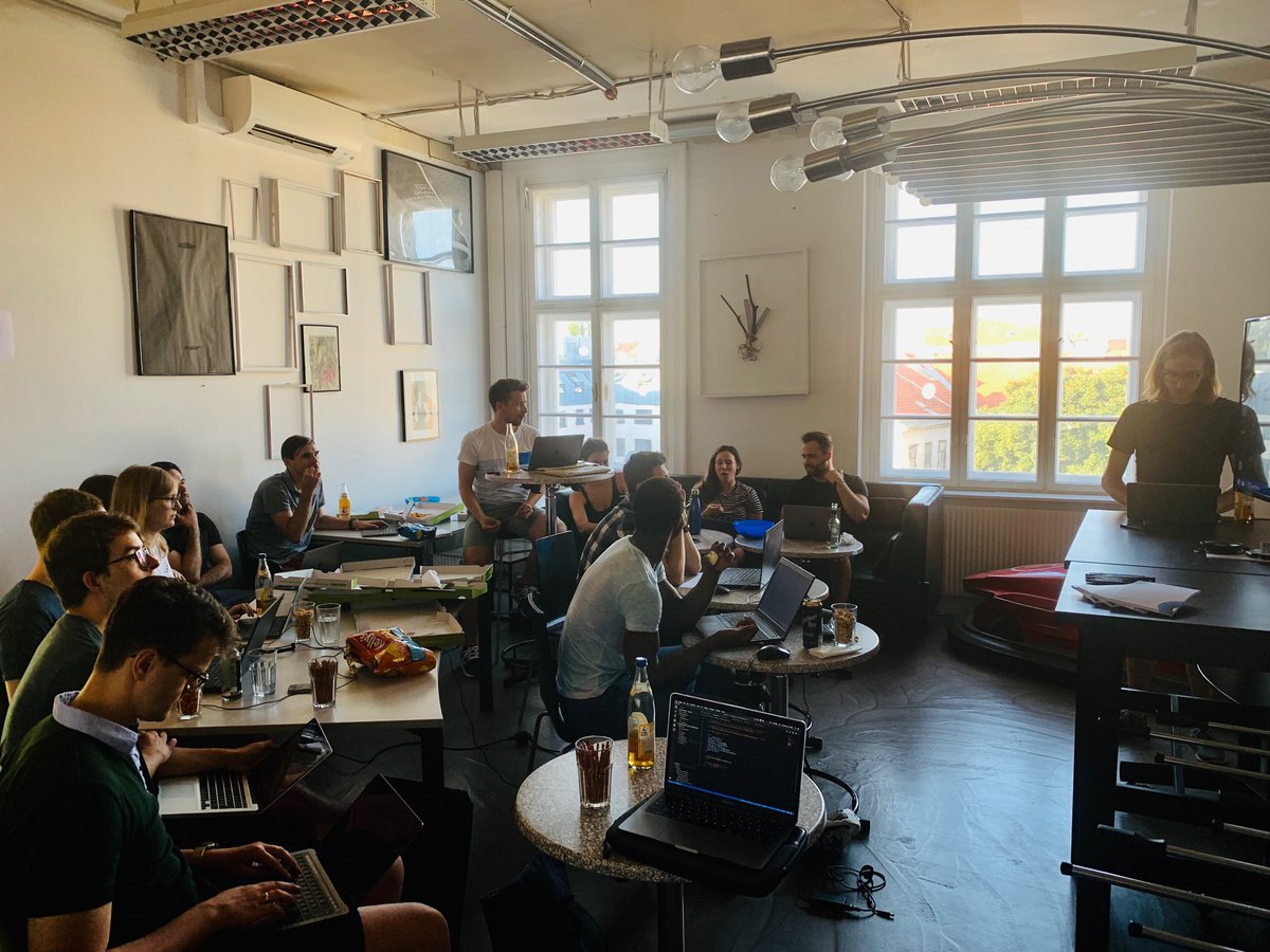 minainhere's tweet photo. Our very first steps into coding :P Thanks to ⁦@mjrdnk⁩ for leading us into frontend development by conducting this workshop! #newbies #frontend #javascript #SaaS #ready2order https://t.co/GpU3Ee2XX8