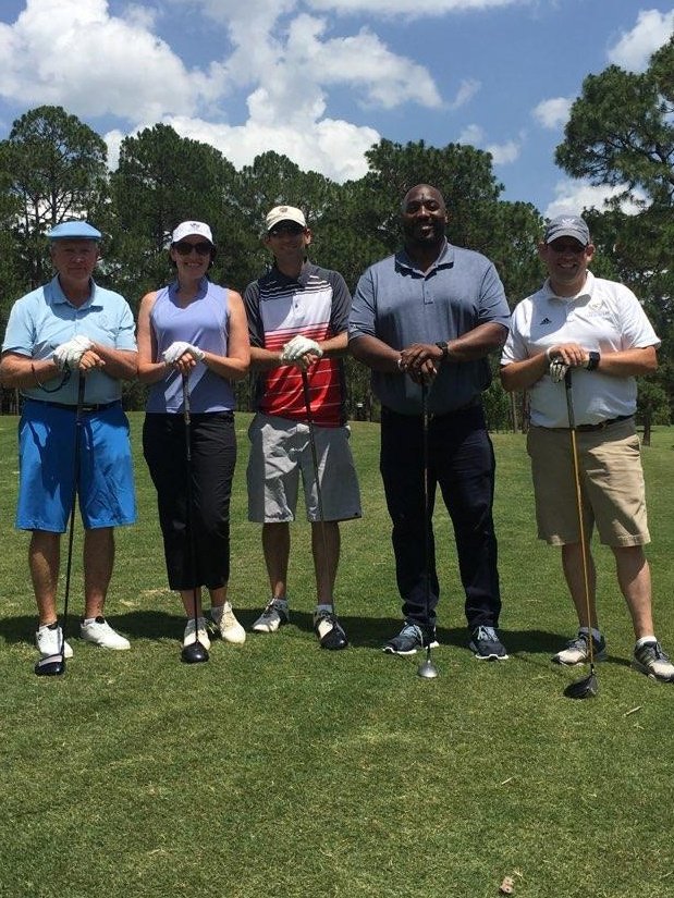 SCFootballHOF's tweet photo. Had a great time w/ @WyattLawPA at the @georgerogers38 Foundation Gala and Golf Tournament to raise money for first generation college students. First class foundation and mission! Great job to George and his team! #MakingADifferenceThroughFootball https://t.co/sHDfN3ncQ4